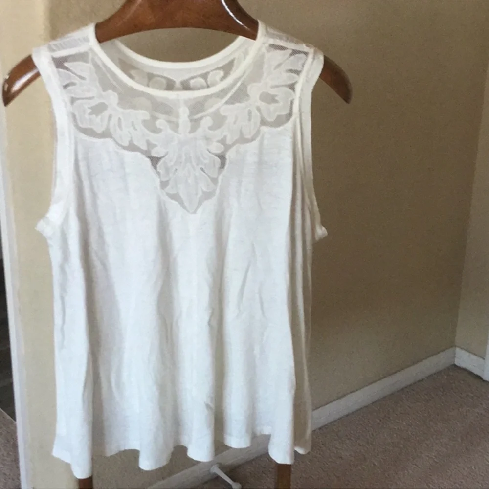 Free People Cream Lace Yoke Tank - Picture 3 of 6